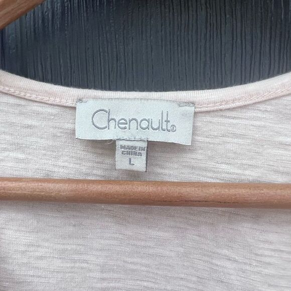 Chenault Puff Sleeve Tee with Eyelet Detail, Cream V-neck L - Picture 3 of 5